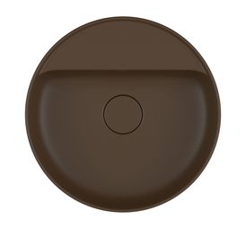 Cuba Redonda de Apoio 40cm com Deck Marrom Fosco