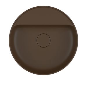 Cuba Redonda de Apoio 40cm com Deck Marrom Fosco