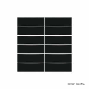 Azulejo Bella Vita Matte Black - 8cmx25cm Bold