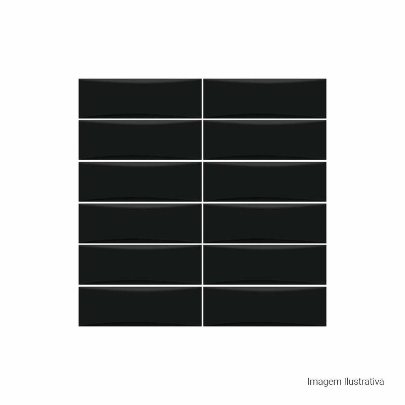 Azulejo-Bella-Vita-Matte-Black-8x25cm-Bold---Portinari---6059350A---Fundo-Branco-Produto-com-item-complementar-Quadrado-ou-Horizontal