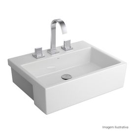 Cuba de Semi Encaixe com Mesa Retangular Deca 42,5x55,5cm Branco Linha L