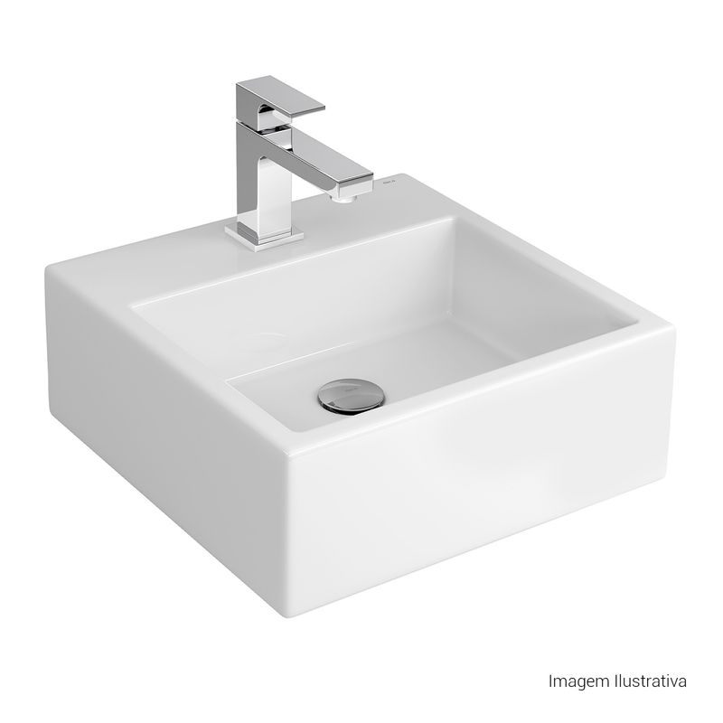 Cuba-Suspensa-Deca-com-Mesa-Quadrada-410mm-Nw-Branco-Gelo---Deca---L.73S.17---Fundo-Branco-Produto-com-item-complementar-posicionada-na-diagonal-direita-e-fechado-ou-produto-redondo