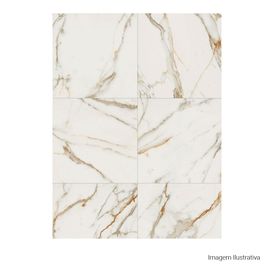 Porcelanato Polido Marmorizado 100x100cm Branco - Portinari Canova Calacata Wh Pol Retificado