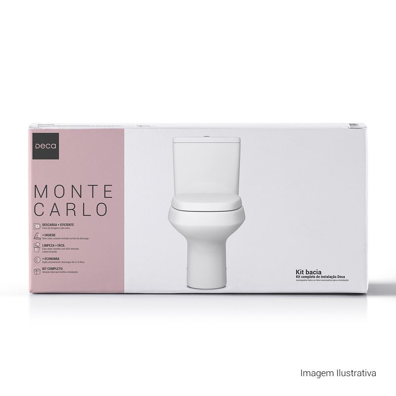Kit-Completo-Deca-Bacia-com-Caixa-Acoplada-Monte-Carlo-Branco---Deca---KP.808.17---Fundo-Branco-Produto-com-item-complementar-imagem-da-embalagam