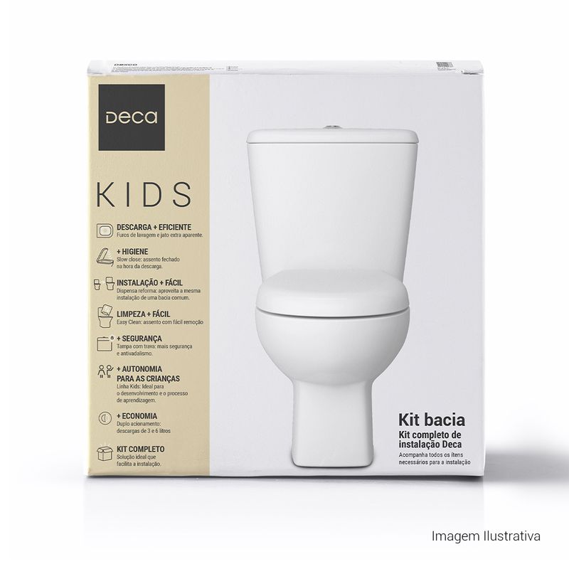 Kit-Completo-Deca-Bacia-com-Caixa-Acoplada-Kids-Branco---Deca---KPI.106.17---Fundo-Branco-Produto-com-item-complementar-imagem-da-embalagam