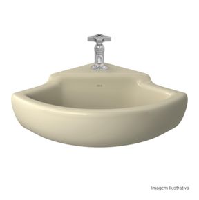 Lavatorio-Suspenso-Deca-de-Canto-Izy-Creme---Deca---L.101.37---Fundo-Branco-Produto-com-item-complementar-posicionada-na-diagonal-direita-e-fechado-ou-produto-redondo