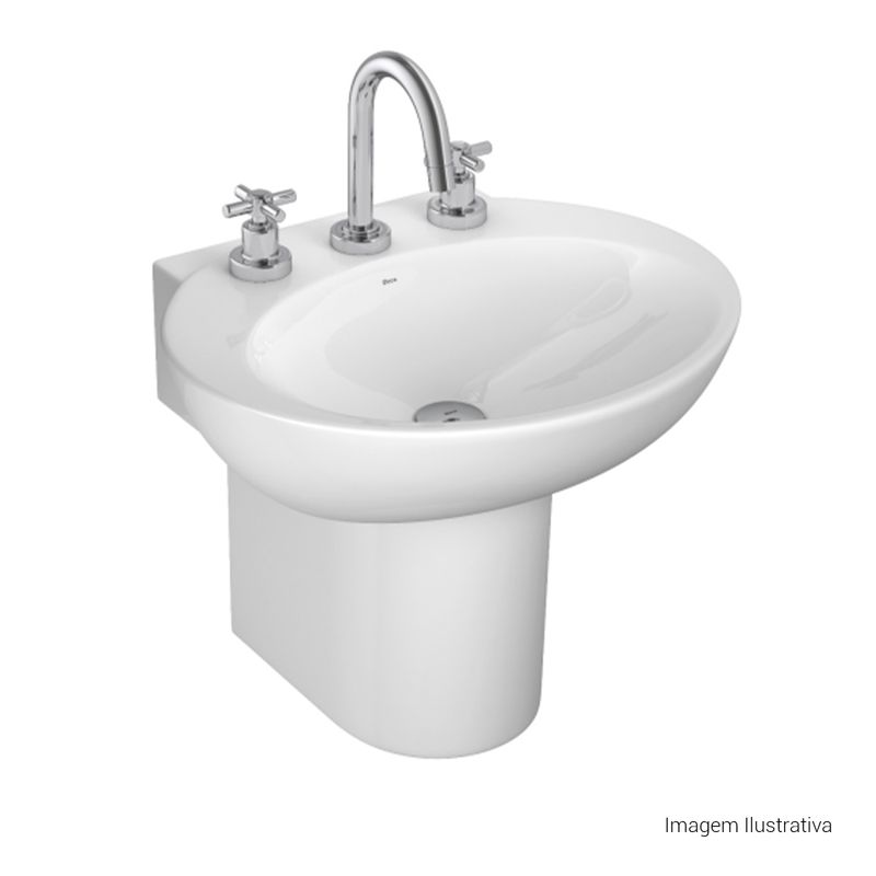 Lavatorio-Deca-Oval-Branco---Deca---L.39.17---Fundo-Branco-Produto-com-item-complementar-posicionada-na-diagonal-direita-e-fechado-ou-produto-redondo