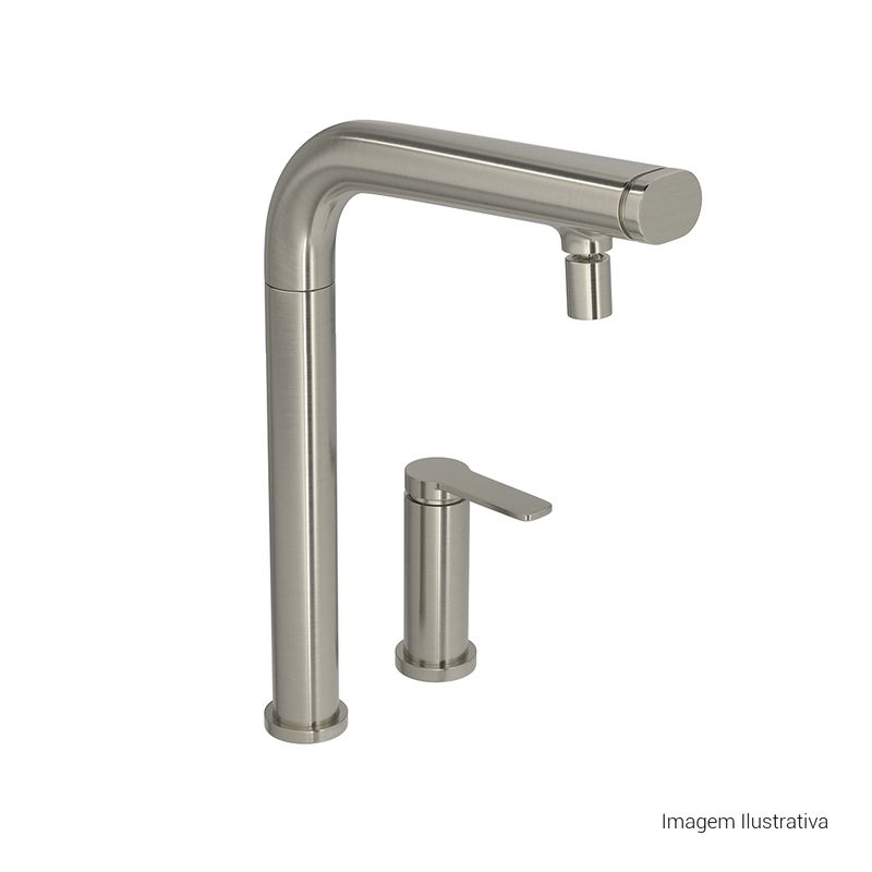 Acionamento-para-Monocomando-Deca-de-Mesa-para-Cozinha-Flat-You-Inox---Deca---4992.INX99.02---Fundo-Branco-Produto-com-item-complementar-posicionada-na-diagonal-direita-e-fechado-ou-produto-redondo