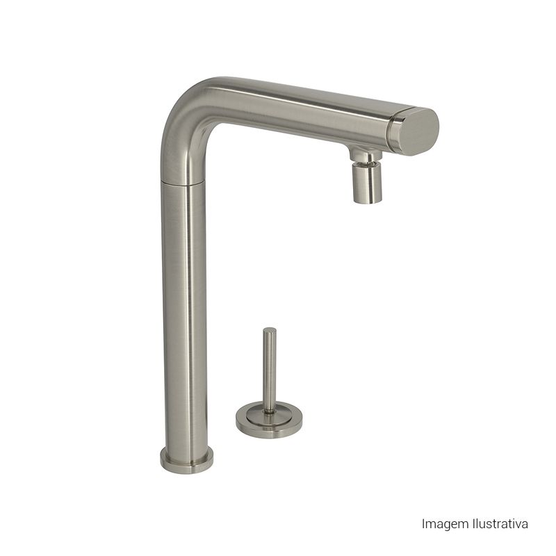 Acionamento-para-Monocomando-Deca-de-Mesa-para-Cozinha-Joystick-You-Inox---Deca---4992.INX99.03---Fundo-Branco-Produto-com-item-complementar-posicionada-na-diagonal-direita-e-fechado-ou-produto-redondo