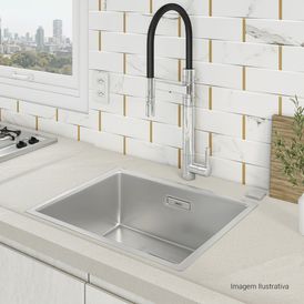 Misturador Monocomando de Mesa com Filtro para Cozinha Twin Colore Cromado e Preto