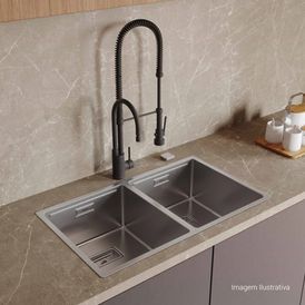 Misturador Monocomando de Mesa para Cozinha Gourmet Black Matte