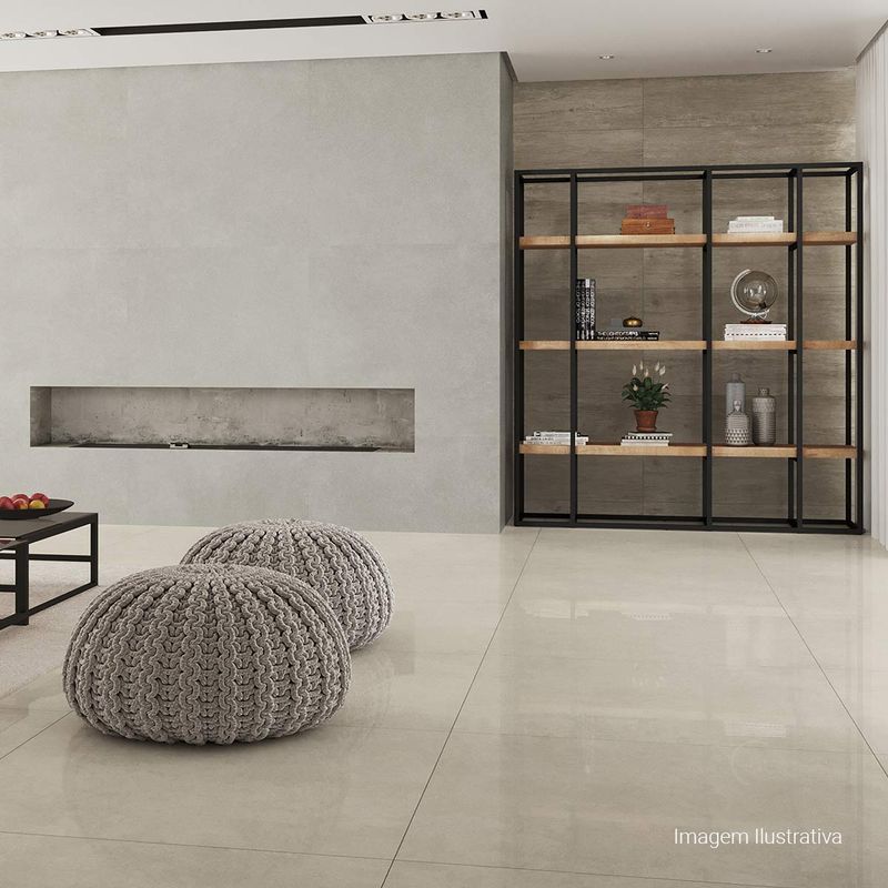 Porcelanato-Momento-Polido-Soft-Beige-100x100cm-Ret---Portinari---6061176A---Ambientada-Ampla-