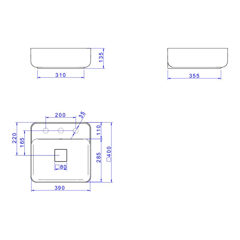 Cuba-de-Apoio-Deca-com-Mesa-Quadrada-40cm-Slim-Ebano-Fosco---Deca---L.11040.M.94---Fundo-Branco-Medida-Imagem-do-Desenho-tecnico-de-engenharia