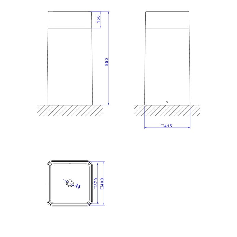 Cuba-de-Piso-Deca-Quadrada-Ebano---Deca---LC.26.95---Fundo-Branco-Medida-Imagem-do-Desenho-tecnico-de-engenharia