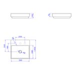 Cuba-de-Sobrepor-Deca-com-Mesa-Quadrada-Marrom-Fosco---Deca---L.129.22---Fundo-Branco-Medida-Imagem-do-Desenho-tecnico-de-engenharia