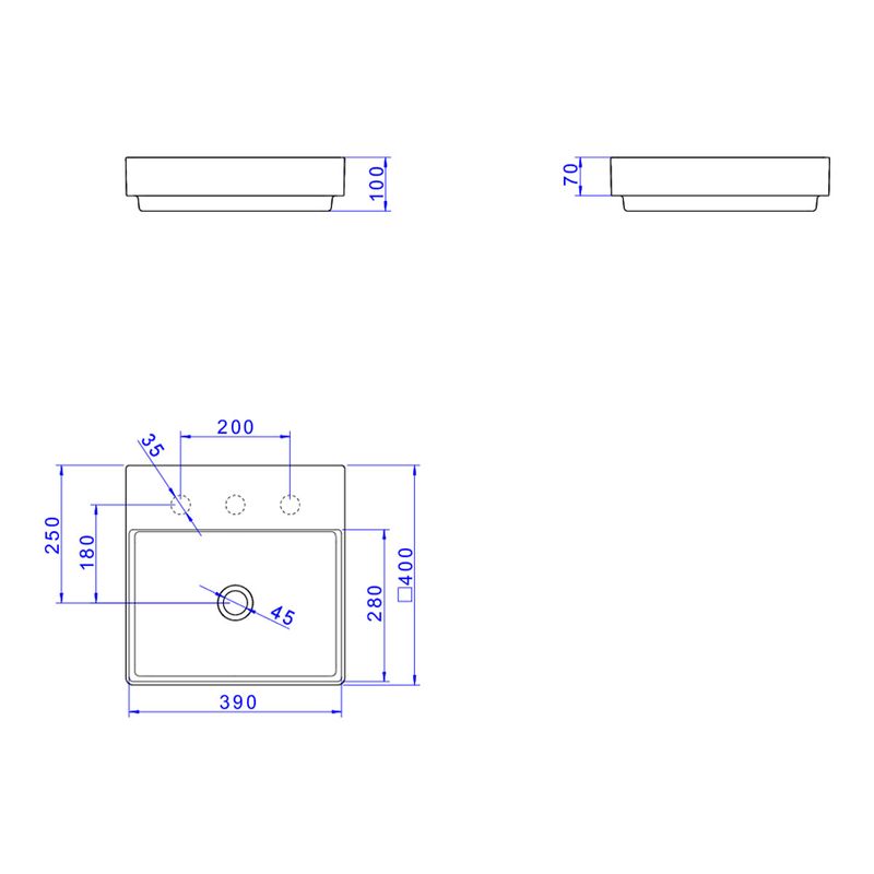 Cuba-de-Sobrepor-Deca-com-Mesa-Quadrada-Marrom-Fosco---Deca---L.129.22---Fundo-Branco-Medida-Imagem-do-Desenho-tecnico-de-engenharia
