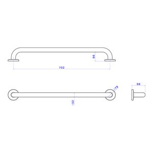 Barra de Apoio Conforto 70 Cm Aço Polido
