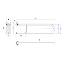 Barra de Apoio Lateral Articulada Conforto 80 Cm Aço Polido