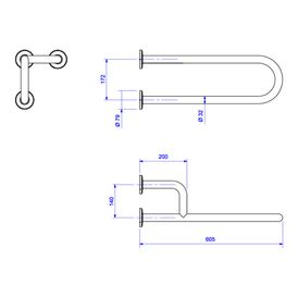 Barra de Apoio Lateral Fixa Esquerda Conforto 60 Cm Aço Polido