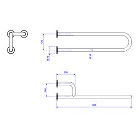 Barra de Apoio Lateral Fixa Esquerda Conforto 80 Cm Aço Polido