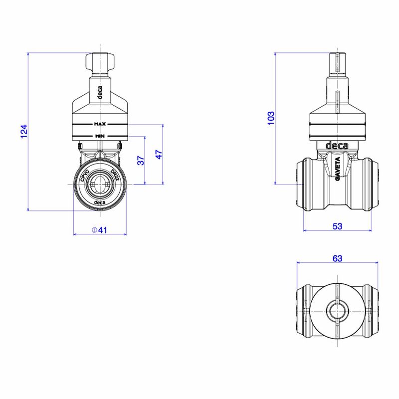 Base-para-Registro-de-Gaveta-Deca-para-Cpvc-22mm----Deca---4509.202.CPVC---Fundo-Branco-Medida-Imagem-do-Desenho-tecnico-de-engenharia