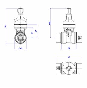 Base-para-Registro-de-Gaveta-Deca-para-Ppr-25mm----Deca---4509.202.PPR---Fundo-Branco-Medida-Imagem-do-Desenho-tecnico-de-engenharia
