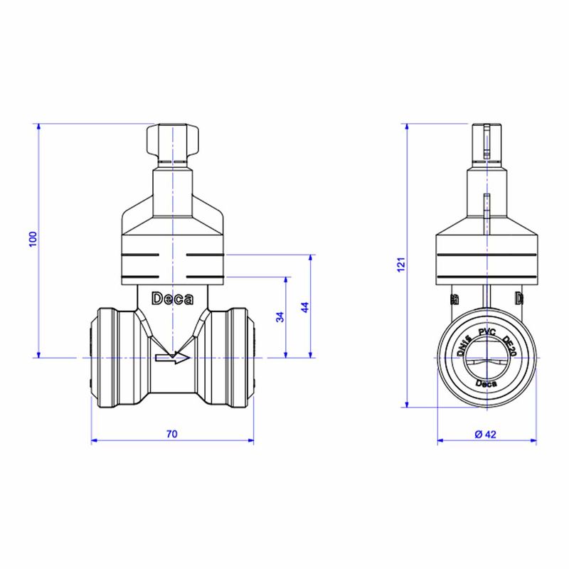 Base-para-Registro-de-Pressao-Deca-Mvs-para-Pvc-20mm----Deca---4416.102.PVC---Fundo-Branco-Medida-Imagem-do-Desenho-tecnico-de-engenharia