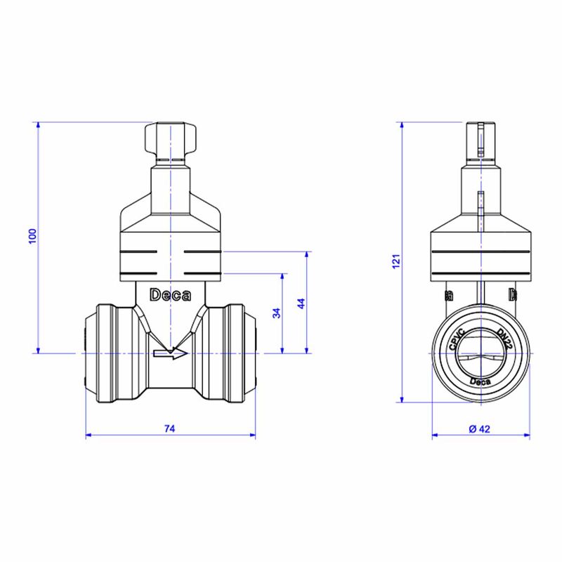 Base-para-Registro-de-Pressao-Deca-Mvs-para-Cpvc-22mm----Deca---4416.202.CPVC---Fundo-Branco-Medida-Imagem-do-Desenho-tecnico-de-engenharia