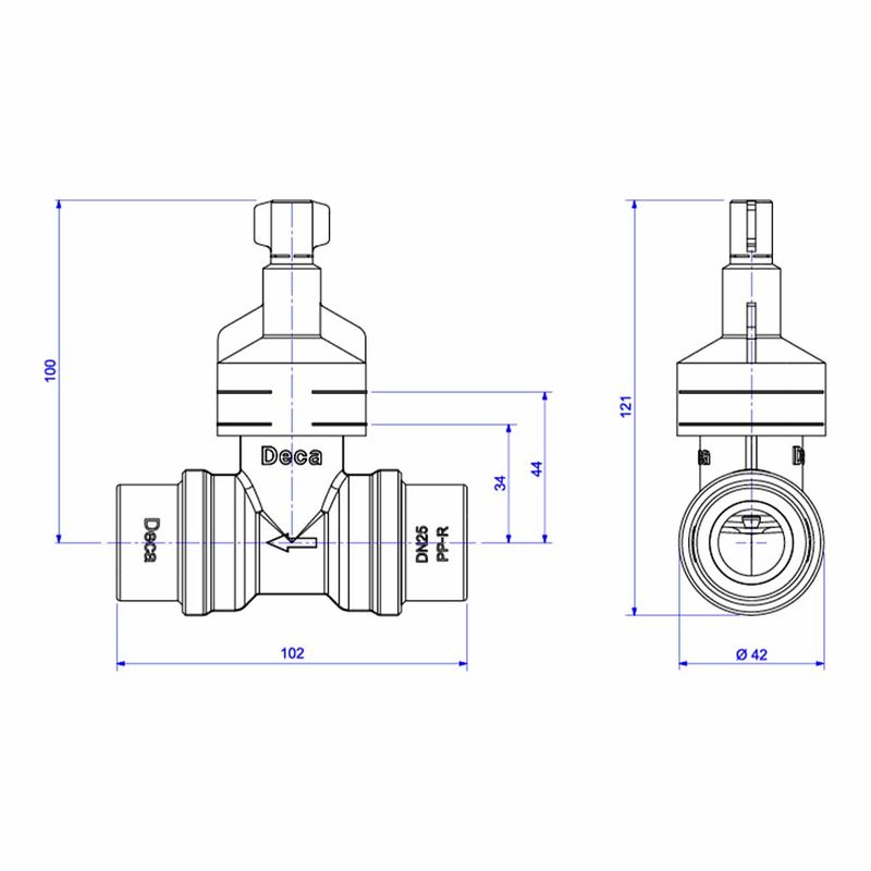Base-para-Registro-de-Pressao-Deca-Mvs-para-Ppr-25mm----Deca---4416.202.PPR---Fundo-Branco-Medida-Imagem-do-Desenho-tecnico-de-engenharia