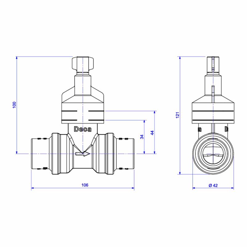 Base-para-Registro-de-Pressao-Deca-Mvs-para-Pvc-25mm----Deca---4416.202.PVC---Fundo-Branco-Medida-Imagem-do-Desenho-tecnico-de-engenharia