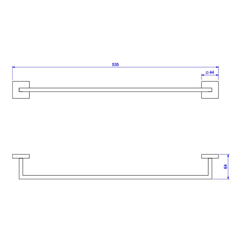 Porta-Toalha-Deca-Barra-50cm-Clean-Black-Noir---Deca---2040.BL.050.CLN.NO---Fundo-Branco-Medida-Imagem-do-Desenho-tecnico-de-engenharia