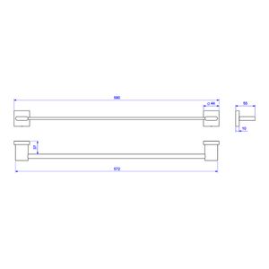 Porta Toalha Barra Polo 50 Cm Cromado