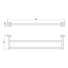 Porta Toalha com Barra Dupla Quadratta Black Matte