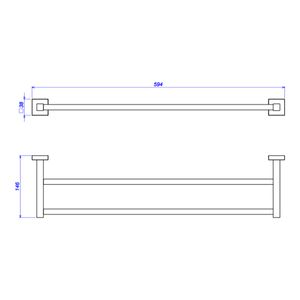 Porta Toalha com Barra Dupla Quadratta Black Matte