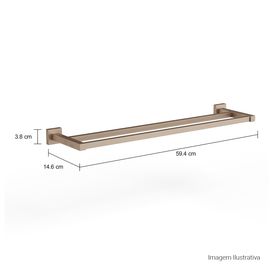 Porta Toalha com Barra Dupla Quadratta Corten