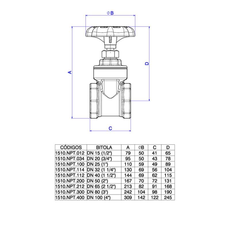 Registro-de-Gaveta-Deca-1-1-4--para-Uso-Residencial-e-Predial----Deca---1510.NPT.114---Fundo-Branco-Medida-Imagem-do-Desenho-tecnico-de-engenharia
