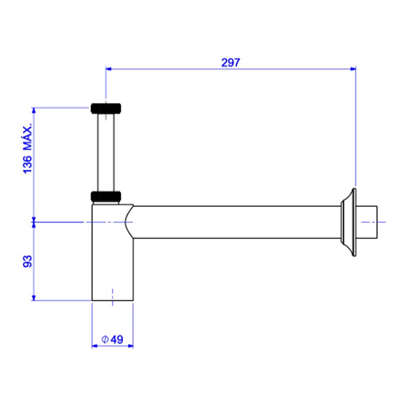 Sifao-para-Lavatorio--Entrada--1----Saida--1-1-2---Deca-Black-Matte---Deca---1680.BL.100.112.MT---Fundo-Branco-Medida-Imagem-do-Desenho-tecnico-de-engenharia