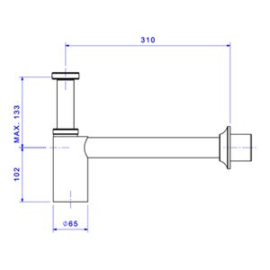 Sifão Deca para Cozinha e Tanque (entrada: 1 1/2 / Saída: 1 1/2 e 2) Cromado