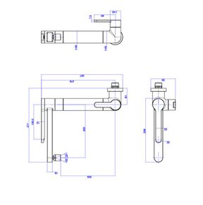 Torneira-Deca-de-Parede-para-Cozinha-com-Filtro-Twin-Black-Matte---Deca---1148.BL.MT---Fundo-Branco-Medida-Imagem-do-Desenho-tecnico-de-engenharia