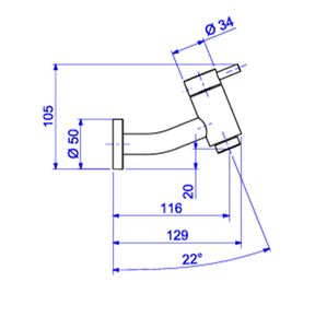 Torneira-Deca-de-Parede-Curta-para-Lavatorio-Link-Cromado---Deca---1174.C.LNK---Fundo-Branco-Medida-Imagem-do-Desenho-tecnico-de-engenharia