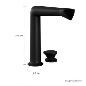 Torneira de Mesa Bica Alta para Lavatório Jader Almeida Black Matte