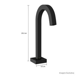Torneira de Mesa Touchless Bica Baixa para Lavatório Tube Black Noir