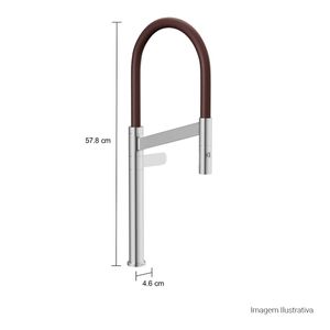 Toneira de Mesa para Cozinha Bica Alta Colore Cromado e Marrom