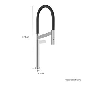 Toneira de Mesa para Cozinha Bica Alta Colore Cromado e Preto