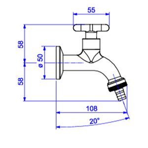 Torneira Deca para Jardim e Tanque com Adaptador de Mangueira Flex Cromado