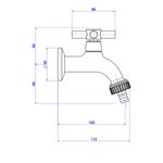 Torneira-Deca-para-Jardim-e-Tanque-com-Adaptador-de-Mangueira-Izy-Cromado---Deca---1153.C37---Fundo-Branco-Medida-Imagem-do-Desenho-tecnico-de-engenharia