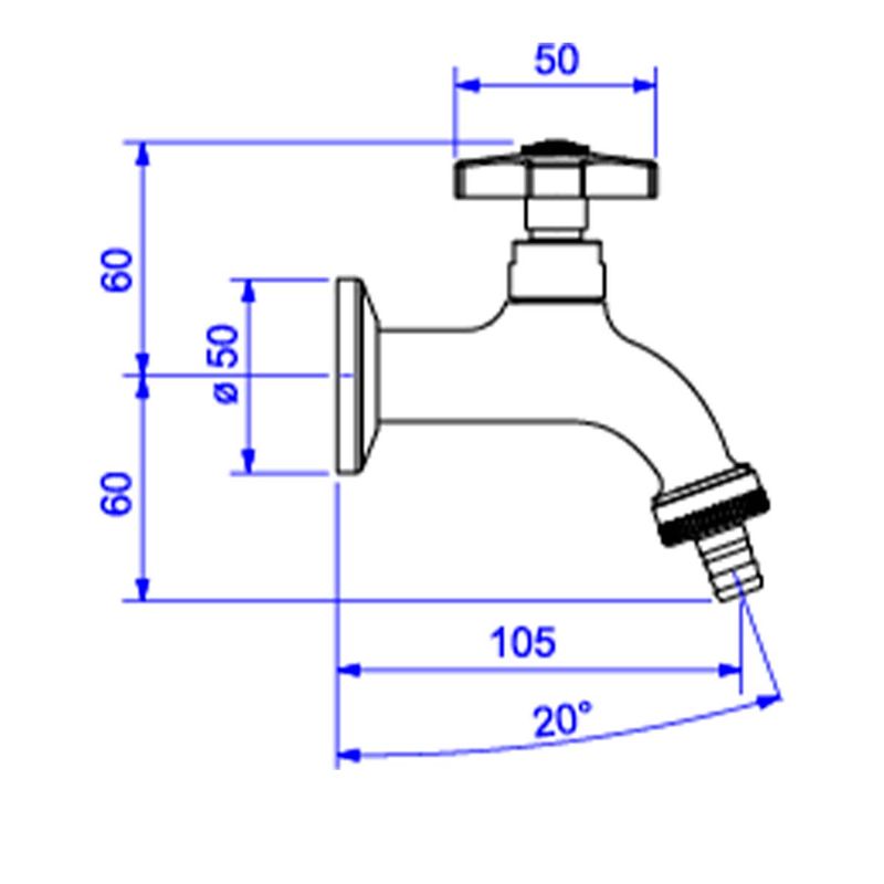 Torneira-Deca-para-Jardim-e-Tanque-com-Adaptador-de-Mangueira-Standard-Cromado---Deca---1153.C39---Fundo-Branco-Medida-Imagem-do-Desenho-tecnico-de-engenharia
