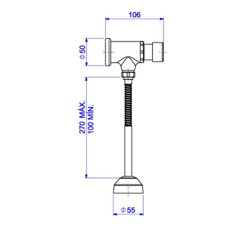 Valvula-para-Mictorio-Deca-Horizontal-com-Fechamento-Automatico-Decamatic-Eco-Cromado---Deca---2572.C---Fundo-Branco-Medida-Imagem-do-Desenho-tecnico-de-engenharia