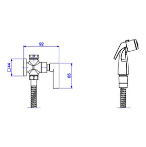 Ducha-Higienica-Deca-com-Registro-e-Derivacao-Soul-Black-Noir---Deca---1984.BL38.ACT.NO---Fundo-Branco-Medida-Imagem-do-Desenho-tecnico-de-engenharia