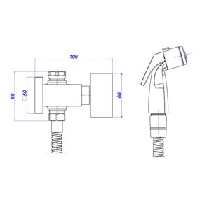 Ducha-Higienica-Deca-com-Registro-e-Derivacao-Dream-Black-Matte---Deca---1984.BL87.ACT.MT---Fundo-Branco-Medida-Imagem-do-Desenho-tecnico-de-engenharia